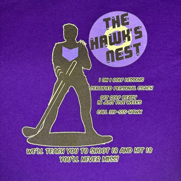 Limited Edition Marvel Hawkeye Avengers The Hawks Nest Golf Lessons Shirt - Picture 1 of 4